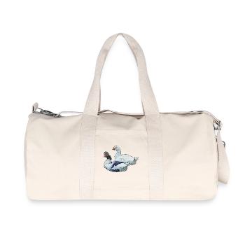 zwei Gänse, wasservögel, süße tiermotive - Recycelte Canvas-Sporttasche von Stanley/Stella - Naturweiß - Vorne
