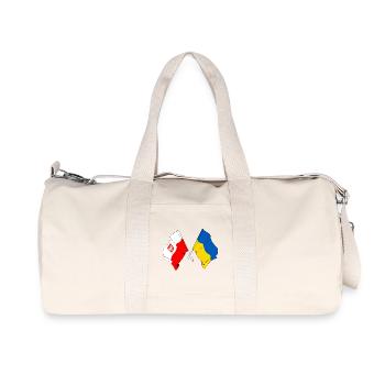 Drapeau de la Pologne, drapeau de l’Ukraine traversé - Sac de sport en toile recyclée Stanley/Stella - blanc naturel - Devant