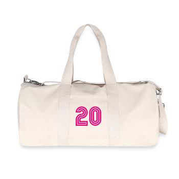 20. 20e ANNIVERSAIRE. ANNIVERSAIRE 20 ANS. 20 ANS. - Sac de sport en toile recyclée Stanley/Stella - blanc naturel - Devant