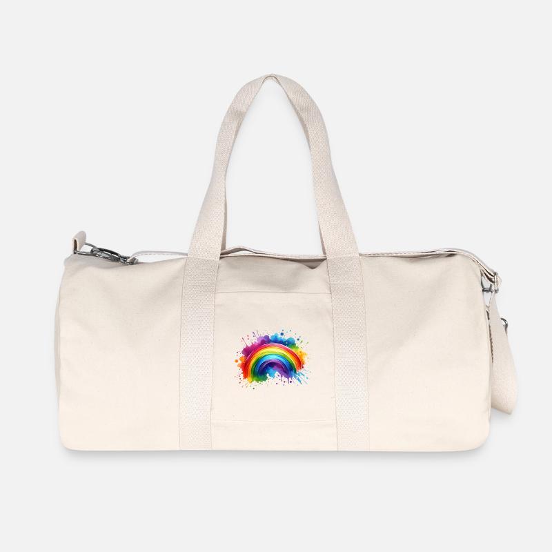 Regenbogen Watercolor Wasserfarben bunt - Recycelte Canvas-Sporttasche von Stanley/Stella - Naturweiß