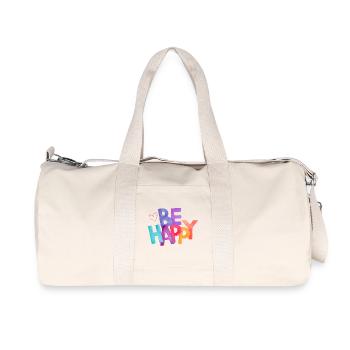 Peinture à l’aquarelle arc-en-ciel Be Happy - Sac de sport en toile recyclée Stanley/Stella - blanc naturel - Devant