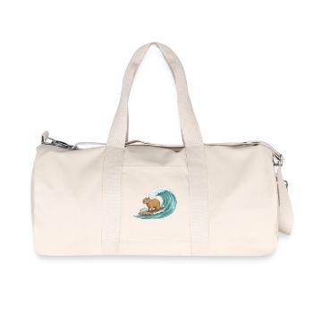 Capybara on surfboard - Recycled Canvas Sports Bag by Stanley/Stella - natural - Front