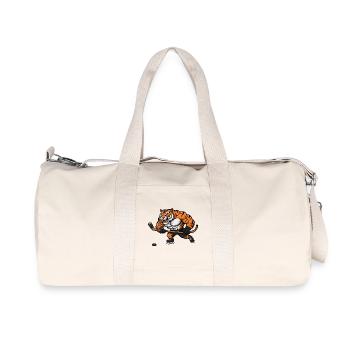 Tiger stark entschlossen Eishockey Spieler Comic - Recycelte Canvas-Sporttasche von Stanley/Stella - Naturweiß - Vorne