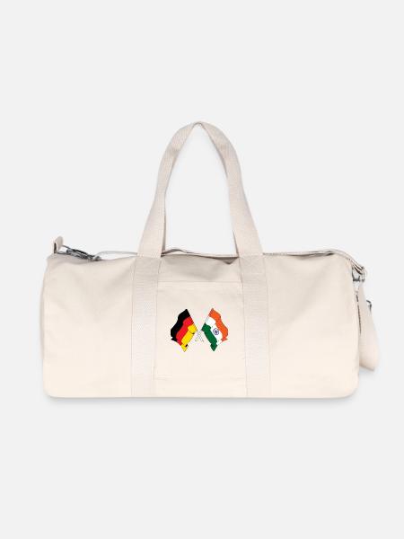 Flagge von Deutschland und Flagge Indien - Recycelte Canvas-Sporttasche von Stanley/Stella - Naturweiß