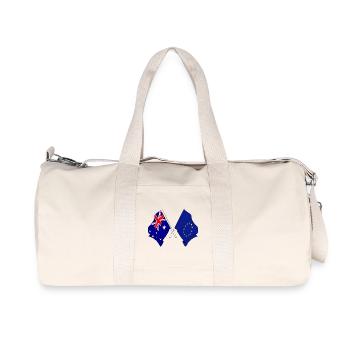 Deux drapeaux croisés de l’Australie et du drapeau de l’Europe - Sac de sport en toile recyclée Stanley/Stella - blanc naturel - Devant