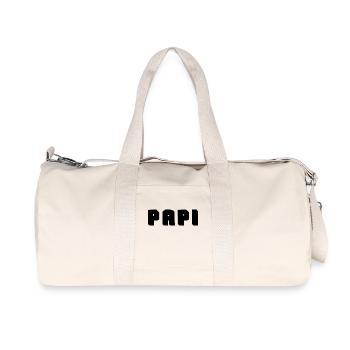 PAPI. PAPA. FÊTE DES PÈRES. BONNE FÊTE PAPA. BONNE - Sac de sport en toile recyclée Stanley/Stella - blanc naturel - Devant