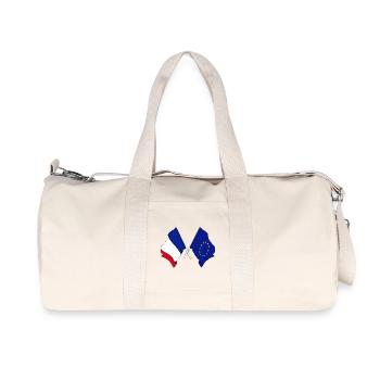 Deux drapeaux croisés de la France et du drapeau de l’Europe - Sac de sport en toile recyclée Stanley/Stella - blanc naturel - Devant