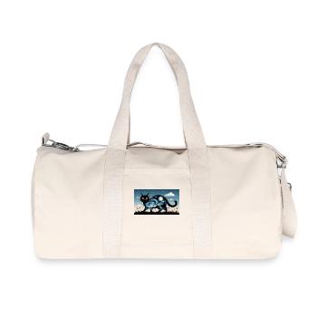 Starry Night and black Cat - Recycled Canvas Sports Bag by Stanley/Stella - natural - Front