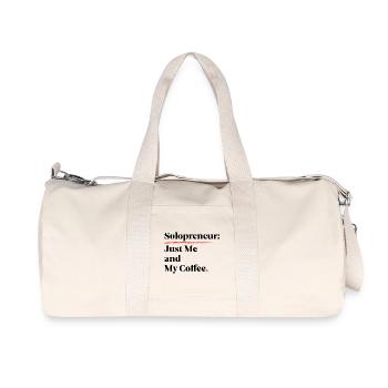 Solopreneur Vibes: Just Me & My Coffee [Black] - Recycled Canvas Sports Bag by Stanley/Stella - natural - Front