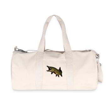 Dynamischer Hecht Fischmotiv - Recycelte Canvas-Sporttasche von Stanley/Stella - Naturweiß - Vorne