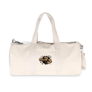 Bouledogue fort frappant à travers le mur dessin animé - Sac de sport en toile recyclée Stanley/Stella - blanc naturel - Devant
