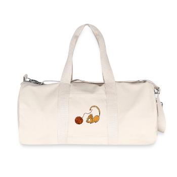 Playful Orange Cat Chasing Yarn - Recycled Canvas Sports Bag by Stanley/Stella - natural - Front