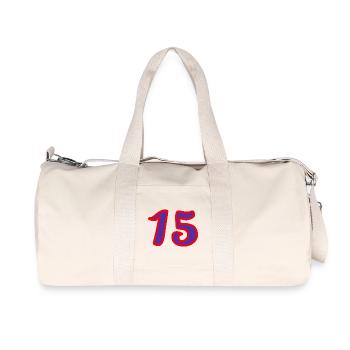 15 ANS. 15. 15 ANS. 15e ANNIVERSAIRE. ANNIVERSAIRE - Sac de sport en toile recyclée Stanley/Stella - blanc naturel - Devant