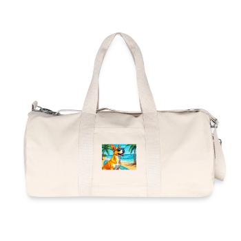 Chien de plage avec planche de surf et lunettes de soleil - Sac de sport en toile recyclée Stanley/Stella - blanc naturel - Devant