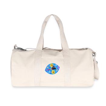 Rüde Lobo - vier Pfoten auf Regenbogen-Skateboard - Recycelte Canvas-Sporttasche von Stanley/Stella - Naturweiß - Vorne