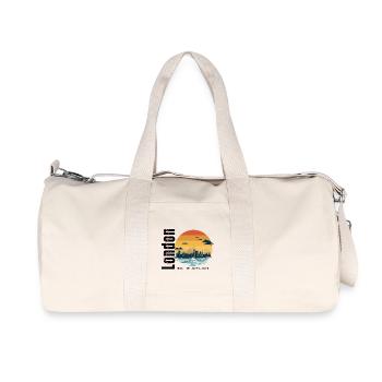 London Silhouette Vintage Sonnenuntergang - Recycelte Canvas-Sporttasche von Stanley/Stella - Naturweiß - Vorne