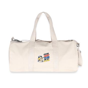 Lustiger Spruch – Morgenmuffel - Recycelte Canvas-Sporttasche von Stanley/Stella - Naturweiß - Vorne