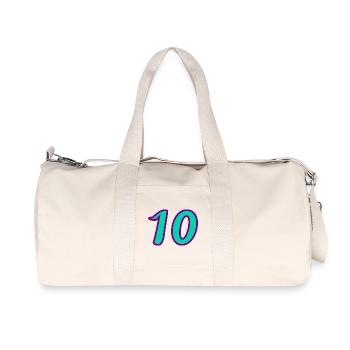 10. 10 YEARS. 10th ANNIVERSARY. 10 YEAR ANNIVERSARY. - Recycled Canvas Sports Bag by Stanley/Stella - natural - Front