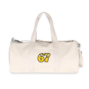 Funny Yellow Cartoon Meme Number 67 - Recycled Canvas Sports Bag by Stanley/Stella - natural - Front