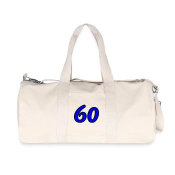 60. 60 JAHRE. 60-JÄHRIGES JUBILÄUM. 60. GEBURTSTAG. - Recycelte Canvas-Sporttasche von Stanley/Stella - Naturweiß - Vorne