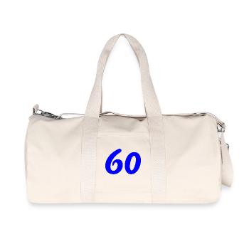 60. 60 JAHRE. 60-JÄHRIGES JUBILÄUM. 60. GEBURTSTAG. - Recycelte Canvas-Sporttasche von Stanley/Stella - Naturweiß - Vorne