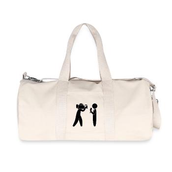 Reporter parle devant la caméra - Sac de sport en toile recyclée Stanley/Stella - blanc naturel - Devant