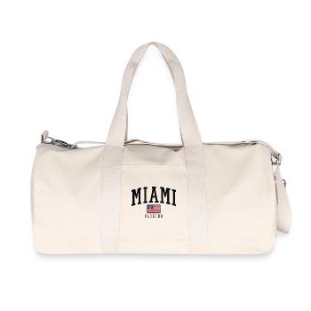 Miami Flag Distressed Typography Florida - Recycled Canvas Sports Bag by Stanley/Stella - natural - Front