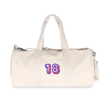 18. 18 YEARS OLD. 18th ANNIVERSARY. BIRTHDAY 18 YEARS. - Recycled Canvas Sports Bag by Stanley/Stella - natural - Front
