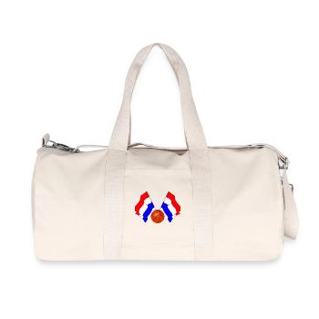 Deux drapeaux néerlandais avec un ballon de basket - Sac de sport en toile recyclée Stanley/Stella - blanc naturel - Devant