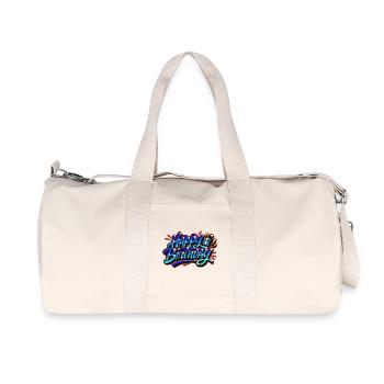 Herzlichen Glückwunsch zum Geburtstag Graffiti BLAU ROT - Recycelte Canvas-Sporttasche von Stanley/Stella - Naturweiß - Vorne