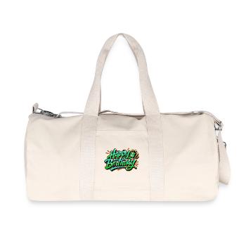 Graffiti  HAPPY BIRTHDAY Prénom cadeau idéal  - Sac de sport en toile recyclée Stanley/Stella - blanc naturel - Devant
