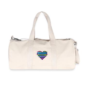 Glitch Heart Gift for Gamers & Nerds Retro Love - Recycled Canvas Sports Bag by Stanley/Stella - natural - Front