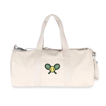 Tennis Racket Ball Retro Crest - Recycled Canvas Sports Bag by Stanley/Stella - natural - Front