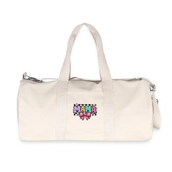 Mama Groovy Polka Dot and Pink Bow | Mom Gift - Recycled Canvas Sports Bag by Stanley/Stella - natural - Front