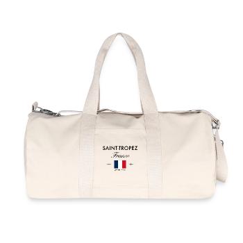 Saint Tropez Frankreich Koordinaten Reise Souvenir - Recycelte Canvas-Sporttasche von Stanley/Stella - Naturweiß - Vorne