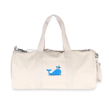 Nautic Design Blue Whale Splash Cartoon - Recycled Canvas Sports Bag by Stanley/Stella - natural - Front