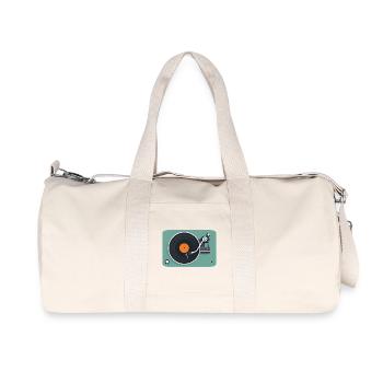 PLATTENSPIELER – Ton & Bild - Recycelte Canvas-Sporttasche von Stanley/Stella - Naturweiß - Vorne