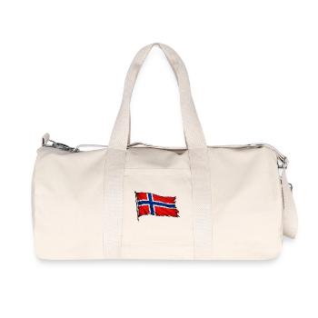 Norwegian flag flowing - Recycled Canvas Sports Bag by Stanley/Stella - natural - Front