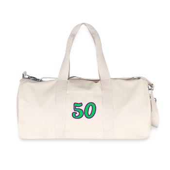 50. 50 ANS. 50e ANNIVERSAIRE. ANNIVERSAIRE 50 ANS. - Sac de sport en toile recyclée Stanley/Stella - blanc naturel - Devant