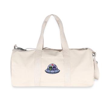 Adorable Alien Couple with Hearts Galactic Romance - Recycled Canvas Sports Bag by Stanley/Stella - natural - Front