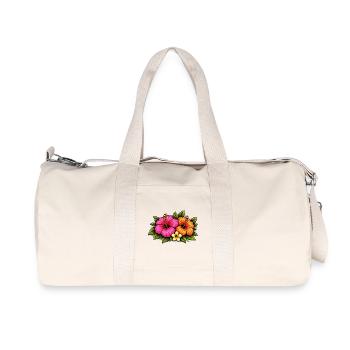 Tropical Hibiscus Flowers - Recycled Canvas Sports Bag by Stanley/Stella - natural - Front