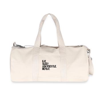 Manger, dormir, faire du bras de fer, répéter, bras de fer - Sac de sport en toile recyclée Stanley/Stella - blanc naturel - Devant