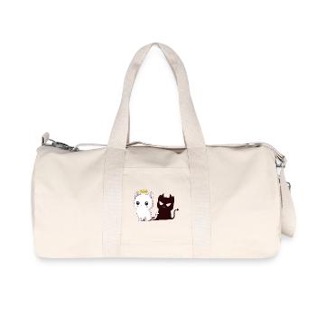 Kawaii Angel Cat with Devil Shadow - Recycled Canvas Sports Bag by Stanley/Stella - natural - Front