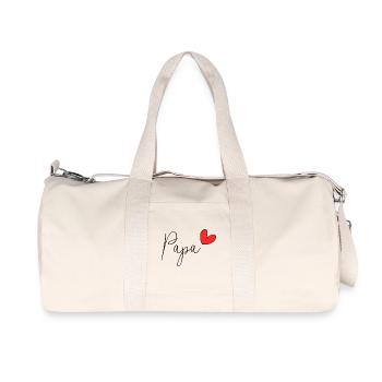 DAD. FATHER'S DAY. HAPPY FATHER'S DAY. HAPPY BIRTHDAY. - Recycled Canvas Sports Bag by Stanley/Stella - natural - Front