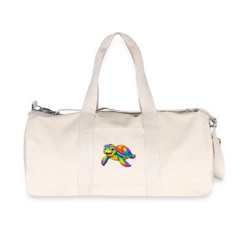 Colorful turtle cartoon funny animal - Recycled Canvas Sports Bag by Stanley/Stella - natural - Front