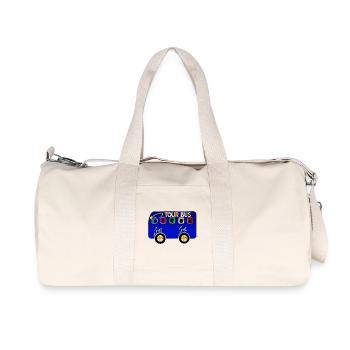 Silhouette d’autobus touristique éclatée sur bleu - Sac de sport en toile recyclée Stanley/Stella - blanc naturel - Devant