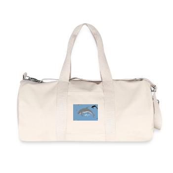Delfinenschwarm Blaues Meer - Recycelte Canvas-Sporttasche von Stanley/Stella - Naturweiß - Vorne
