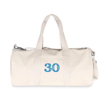 ANNIVERSAIRE. HAPPY BIRTHDAY. JOYEUX ANNIVERSAIRE. - Sac de sport en toile recyclée Stanley/Stella - blanc naturel - Devant