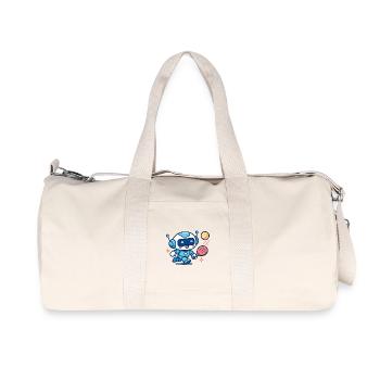 Kawaii Futuristic Blue Tennis Robot - Recycled Canvas Sports Bag by Stanley/Stella - natural - Front
