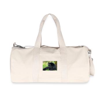 Schwarzer Wolf in Ruhe - Recycelte Canvas-Sporttasche von Stanley/Stella - Naturweiß - Vorne